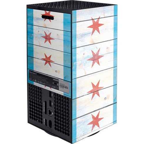 Chicago Flag Light Wood XBox Series X Digital Edition Console Skin